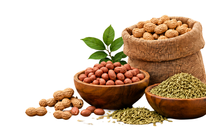 Groundnuts, peanuts and fennel seeds